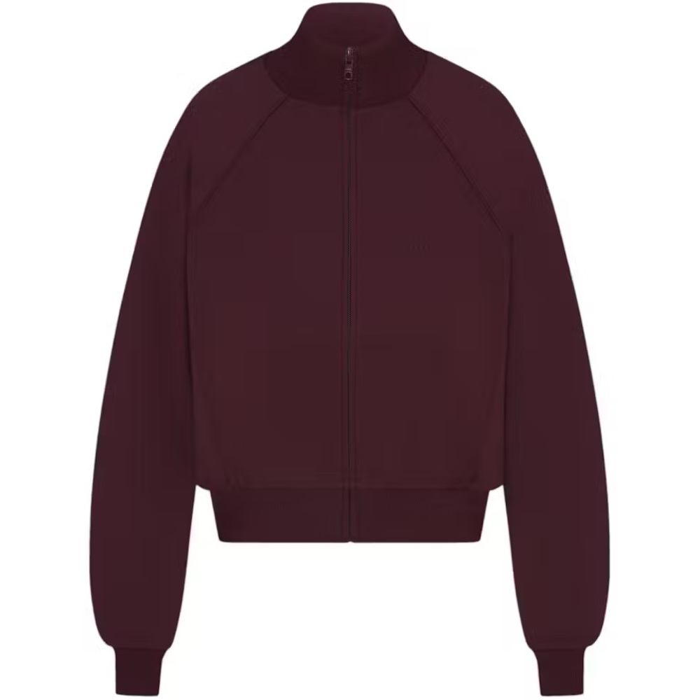 NWT NIKE X SKIMS CURRANT MATTE TRICOT TRACK CROPPED JACKET WOMEN MEDIUM - Picture 9 of 9